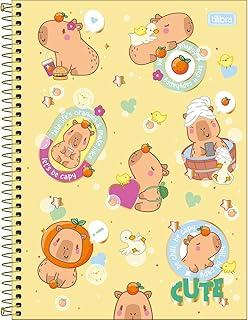 Tilibra - Caderno Espiral Capa Dura Universitário 10 Matérias Capyclub 160 Folhas - Capa Amarela - Be Chill