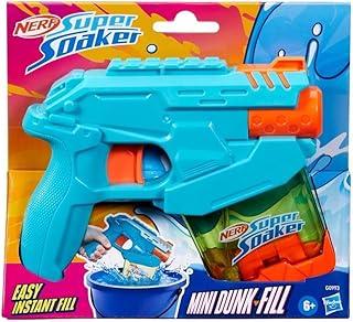Nerf Super Soaker Mini Dunk-Fill lançador de água com capacidade de 100ml, plástico azul e laranja, brinquedo para meninos e meninas, presente para crianças acima de 6 anos