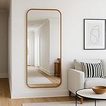 Espelho de Corpo Inteiro Retangular Cantos Arredondado 110x53 – Elegância e Amplitude para Seu Ambiente (Caramelo)