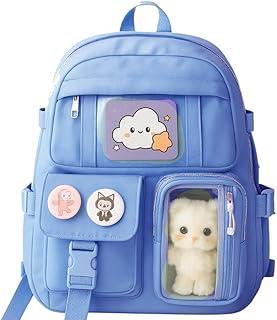 Mochila escolar Infantil e juvenil, Bolso Frontal, Alças Acolchoadas, grande capacidade, ursinho e broches, ideal para crianças de 6 a 13 anos