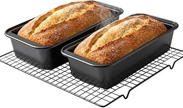 Kit 2 Formas Antiaderentes Teflon 25x13x6 cm Retangular Grafite, Revestimento Interno não Gruda para assar Pão Forma de Aço, Forma para Pão Bolo - Jadevic