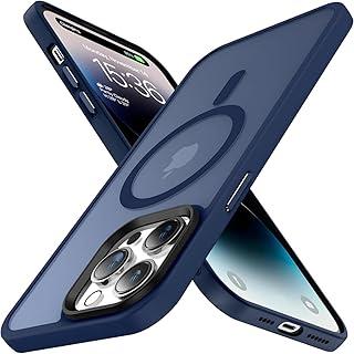 Capa Capinha Translucida Fosca Magnética Anti Impacto Luxo Macia Protetora Compatível com iPhone (Azul, iPhone 15 Pro Max)