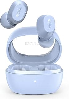 Fone de Ouvido Bluetooth 5.3 TWS In Ear,1HORA AUT208, Graves Intensos, Conexão Instantânea, 6H+19H de Bateria, Super Leve 3,6 g, Controle Touch, Drivers de 8 mm, Tampa Transparente (Azul)