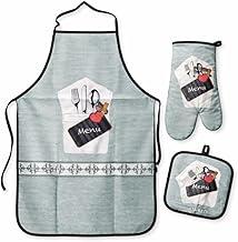 Kit Avental de Cozinha + Luva Térmica + Pega Panela. Jogo para Cozinha com 3 Peças: Avental, Luva e Aparador de Panelas