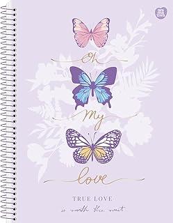 Kit de Caderno, 10 Matérias, Capa Dura, Papilio Holográfico, 160 Folhas, Animativa, Pacote com 4 Unidades