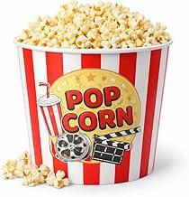 Balde de Pipoca com Capacidade de 3 Litros, Design Listrado Vermelho e Branco, Tema Cinema