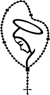 Adesivo Decorativo Terço Nossa Senhora Devoção Religioso para Notebook Capacete Carro Caminhão Paredes vários tamanhos (PRETO, 7,9X15cm)