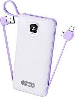 Power Bank 20000mAh, Carregador Portátil Carregamento Rápido com Cabos, 2 Saídas USB-A(até 22.5W) + 1 Saída/Entrada USB-C(até 20W), Led Indicador de Bateria, MD-P204 (Branco)