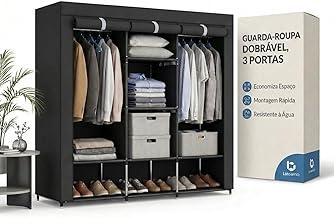 Guarda-Roupa Dobrável Portátil 3 Portas com Cabideiro e Sapateira – Armário Organizador Multiuso Resistente para Quarto, Closet e Lavanderia