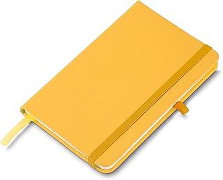 Caderno de Anotações A6, Capa Dura em Material Sintético, 14x9cm, 80 Folhas Pautadas, com Elástico e Suporte para Caneta, Cores Variadas (1, Amarelo)