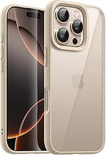 JETech Capa para iPhone 16 Pro Max 6,9 Polegadas, Case Protetora de Telefone à Prova de Choque, Estrutura de TPU Fosco de Cor Sólida, Parte Traseira Transparente Anti-Riscos (Titânio-Deserto)