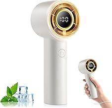 Ventilador Portátil Recarregável de Mão, Mini Ventilador com 100 Velocidades Ajustáveis e Modo Turbo, Display Digital LED, Bateria 4000mAh até 12H (Bege Claro)