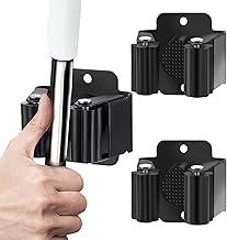 Lumai Kit 2 Suportes Para Vassoura Preto Individual Prendedor De Vassouras Gancho De Parede Fixador De Cabos Rodo Vassoureiro Organizador De Limpeza Instalação Com Parafuso