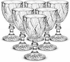 Jogo de 6 Taças de Vidro Diamond Transparente 315ml Design Elegante e Resistente Ideal para Suco Água Refrigerante Drinks e Café Transparente para Cozinha Bar e Restaurante