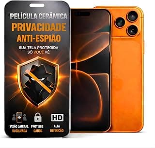 Película Cerâmica Privacidade Brilhante IPhone X 11 12 13 14 15 16e PRO MAX Proteção Total, Anti-Risco e Anti-Espião (15 PRO MAX / 16 PLUS)