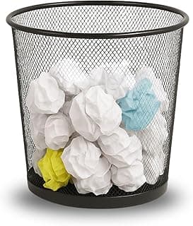 Lixeira Cesto Aramado Grande Redondo Telada Escritório Banheiro Anti Vazamento Metal Home Office Ferro Base Antiderrapante Recepção Lixo de Papel Quarto Resistente Premium Escola Office Trabalho