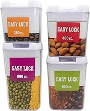 Conjunto de Potes Herméticos Tampa a Vácuo, 4 Peças, Acrílico Transparente, Alimentos Secos, Organizador, Cozinha, Empilhável