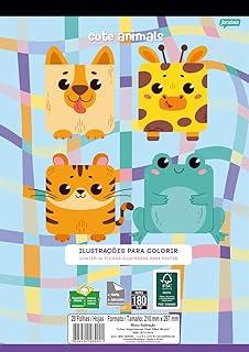 Jandaia - Bloco para Colorir - A4-28 Folhas - 180G - Cute Animals
