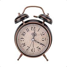 Relógio Despertador Retrô, Preto com Cobre, Design Clássico, Som Tradicional, Ideal para Mesa de Cabeceira, Estilo Vintage