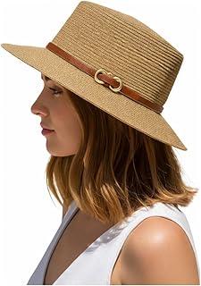 Chapéu Praia Feminino Paris Luxo Palha Sintética Faixa Couro