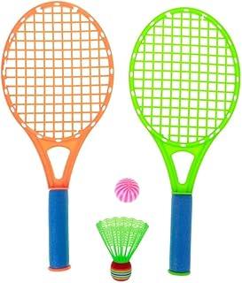 Jogo de Peteca Infantil com 2 Raquetes, 1 Peteca e 1 Bolinha, Laranja e Verde, 38cm