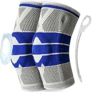 Kit Par de Joelheiras Ortopédicas de Compressão Spandex 3D, Anel de Silicone e Fio de Aço Flexível- Distibuição Exclusiva QH Shopp (G)