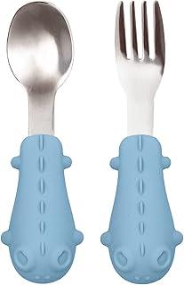 Buba Kit Talheres Cabo Em Silicone Azul