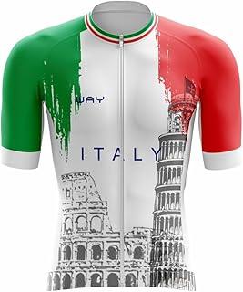 Camisa de Ciclismo Masculina Premium Itália Monumentos Manga Curta Slim Zíper Total Bolso Traseiro Poliester