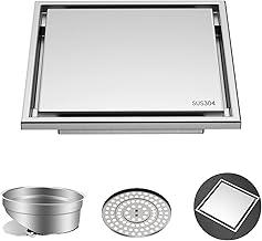 Trailabo Ralo Quadrado de Aço Inoxidável para Banheiro, 15 x 15 cm, com Tampa Oculta. Adequado para banheiros e cozinhas. À Prova de Insetos e Odores - Escovado