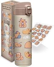 Garrafa Térmica Infantil Inox 420 ml Adesivos Fofos Divertidos de Capivara Tampa com Trava Segura Resisitente Ideal Para Escola Passeios Viagem Presente Lazer Crianças Menino Menina