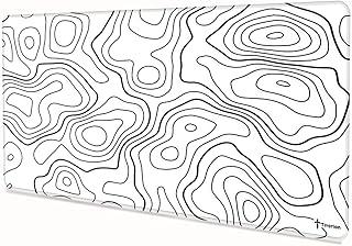 Mouse Pad Gamer Grande Profissional 90x40 SPEED Não Desliza Borda Costurada Curva Nível Terreno Topográfico Preto Branco Titorion (Branco)