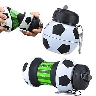 Garrafa Agua Infantil Bola de Futebol Silicone Dobrável 500ml