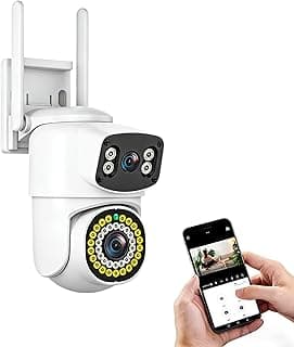 Câmera de Segurança Wi-Fi 1080P Dual Lens 350° Rotação, Visão Noturna Colorida, Detecção de Movimento, Áudio Bidirecional, IP66, Ideal para Casa, Loja e Garagem