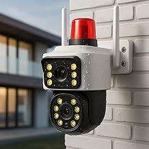Câmera Wi-Fi Externa 360° HD 3MP, Com Sirene, Visão Noturna Colorida, Dupla Lente, IP66, Áudio Bidirecional, Funciona Por App, Marca VARENZIA