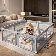 150×180×68cm Cercadinho para Bebe Para Bebês e Crianças Pequenas Chiqueirinho Bebe Para Internos & Externos Cercadinho de Segurança Resistente Para Bebês com Malha Macia e Respirável