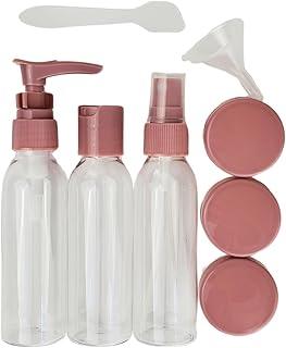 Frascos para Viagem Kit 9 Peças com Estojo Transparente Ideal para Shampoo Condicionador Sabonte Líquido Cremes Hidratante com Funil para Encher Recipientes Cosméticos (ROSA)