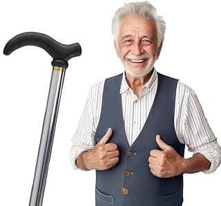 Bengala Ortopédica Ajustável em Alumínio, Anatômica, 74-90cm, Suporta 120kg, 5 Níveis de Ajuste, Ponta Antiderrapante Prata