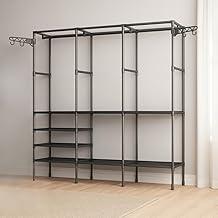 Arara Cabideiro com Sapateira 3 Colunas Armário Organizador (Preto)