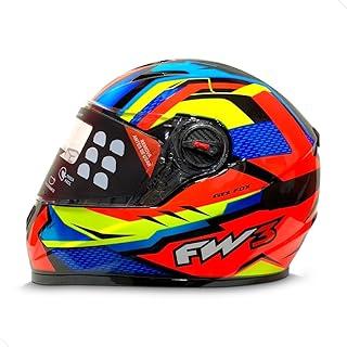 Capacete Fw3 Gtx Fox Laranja Azul com Oculos Tam 58