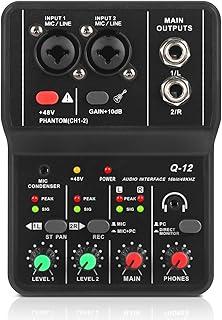 interface de audio,Placa de som profissional de canal duplo com USB 2.0 de alta velocidade, função de monitor para estúdio/gravação musical/gravação vocal/jogos/Alto-Falantes de Computador Acessórios