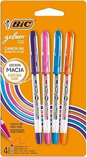 BIC, Caneta em Gel, Gelocity, Ponta Fina, 4 Cores