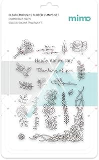 Mimo – Carimbo para Relevo - Rosas e Folhagens – 12x20,5cm – Alta Precisão, Lavável e Ideal para Scrapbook e Artesanato