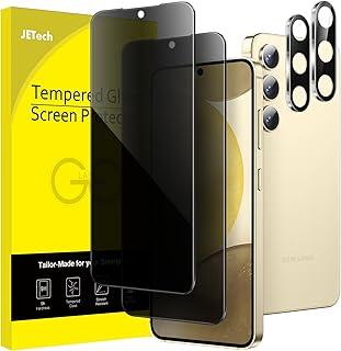 JETech Película de Vidro Temperado de Privacidade para Samsung Galaxy S24 5G 6,2 Polegadas com Protetor Lente Câmera, Protetor de Tela Anti-Espionagem, 2 Pacotes Cada