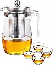 Chaleira de Vidro com 4 Xícaras Pequenas, Infusor Chá, Chaleira Vidro com Infusor, Infusor Chá Inox