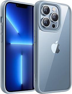 JETech Capa para iPhone 13 Pro 6,1 Polegadas, Case Protetora de Telefone à Prova de Choque, Moldura de TPU Fosca de Cor Sólida, Capinha Parte Traseira Transparente Antiarranhões (Azul Sierra)