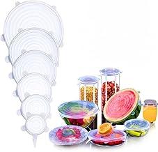 Kit de Tampas de Silicone Reutilizáveis Premium Flexíveis Herméticas e Ecológicas Compatíveis com Diversos Recipientes, Frutas e Panelas Resistentes ao Micro-ondas, Freezer e Máquina de Lavar (6)