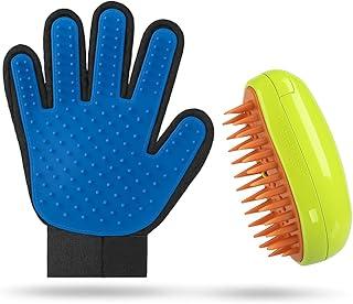 Kit Escova De Vapor Recarregável 3 em 1 e Luva Nano Magnética Azul Mágica Para Remoção De Pelos Soltos Em Gatos e Cachorros Cuidados Pet Higiene Conforto Removedor de Pelo