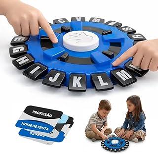 Jogo de Palavras Stop Roda de Letras Em Português - Jogo de Tabuleiro Divertido para Toda a Família Com Cronômetro e Roda Giratória Educativo Com Cartas