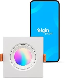 Luminária LED Ecospot Inteligente 5W 3000-6500K Elgin Quadrada WIFI RGB Bivolt Compatível com Alexa e Google Home com 30.01% de desconto por R$ 55,92 na amazon