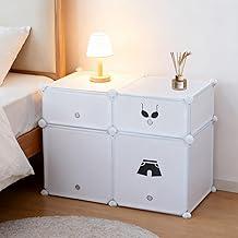 Mesa de Cabeceira Modular com Tampa com Divisoria Armário,Armário Modular de Gavetas,Plástico,Empilhável,Grande,Branco,Módulo 4